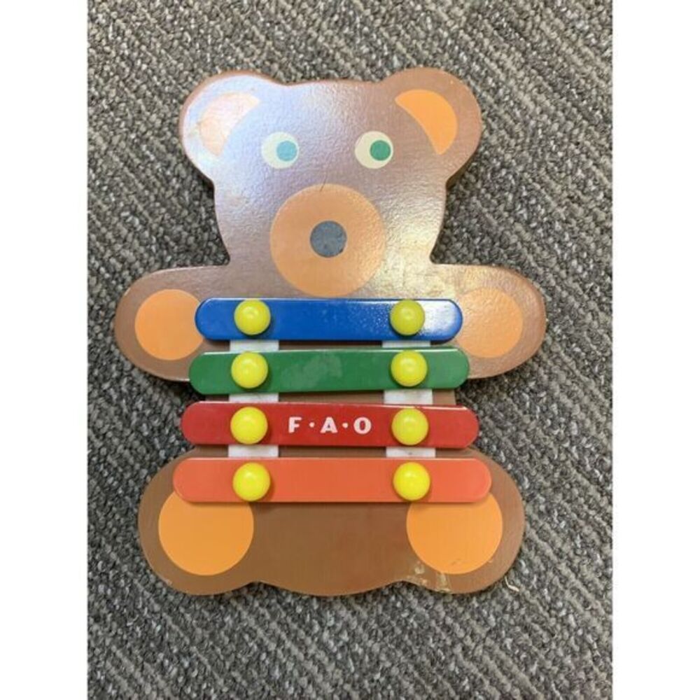 FAO Schwarz Xylophone Unisex OS Brown Bear Wooden Musical Toy Percussion 4 Keys